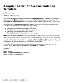 Attorney-Approved Adoption Letter of Recommendation Document