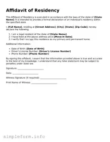 Attorney-Approved Affidavit of Residency Document