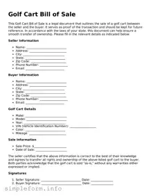 Attorney-Approved Golf Cart Bill of Sale Document