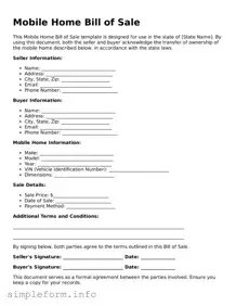 Attorney-Approved Mobile Home Bill of Sale Document