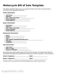 Attorney-Approved Motorcycle Bill of Sale Document