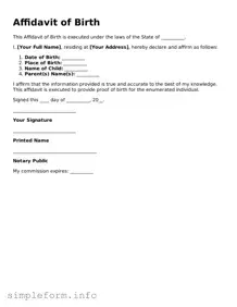 Attorney-Approved Affidavit of Birth Document