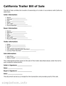 Attorney-Verified  Trailer Bill of Sale Form for California