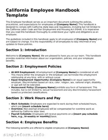 Attorney-Verified  Employee Handbook Form for California