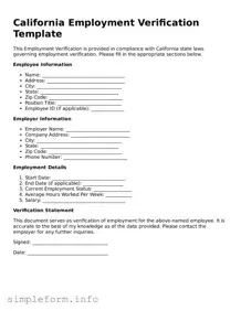 Attorney-Verified  Employment Verification Form for California