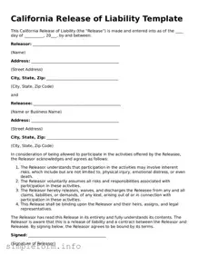 Attorney-Verified  Release of Liability Form for California