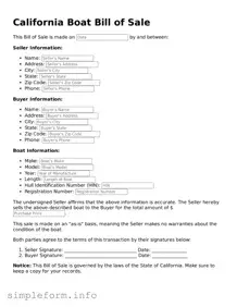 Attorney-Verified  Boat Bill of Sale Form for California