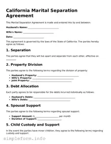 Attorney-Verified  Marital Separation Agreement Form for California
