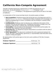 Attorney-Verified  Non-compete Agreement Form for California