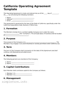 Attorney-Verified  Operating Agreement Form for California