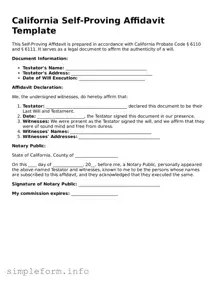Attorney-Verified  Self-Proving Affidavit Form for California