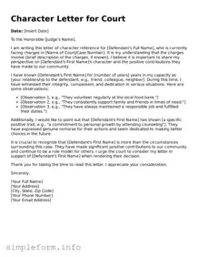 Attorney-Approved Character Letter for Court Document