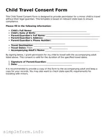 Attorney-Approved Child Travel Consent Form Document