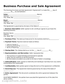 Attorney-Approved Business Purchase and Sale Agreement Document