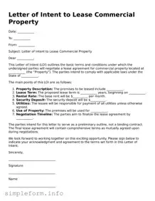 Attorney-Approved Letter of Intent to Lease Commercial Property Document