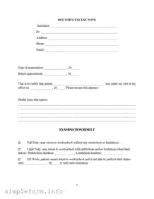 Fill Out a Valid Doctors Excuse Note Form