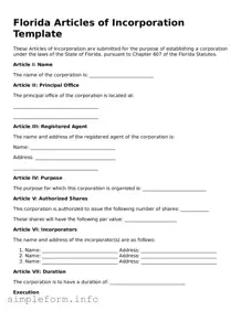 Attorney-Verified  Articles of Incorporation Form for Florida