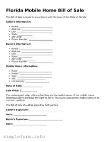 Attorney-Verified  Mobile Home Bill of Sale Form for Florida