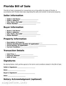 Attorney-Verified  Bill of Sale Form for Florida