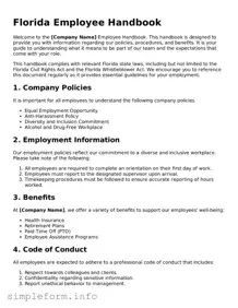 Attorney-Verified  Employee Handbook Form for Florida