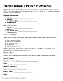 Attorney-Verified  Durable Power of Attorney Form for Florida