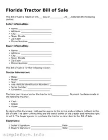 Attorney-Verified  Tractor Bill of Sale Form for Florida