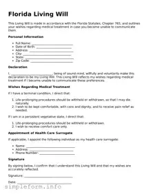 Attorney-Verified  Living Will Form for Florida