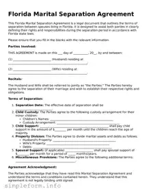 Attorney-Verified  Marital Separation Agreement Form for Florida