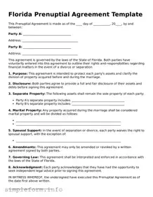 Attorney-Verified  Prenuptial Agreement Form for Florida