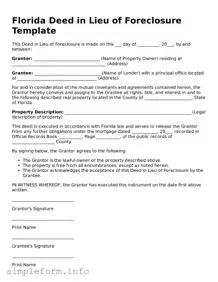 Attorney-Verified  Deed in Lieu of Foreclosure Form for Florida