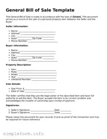 Attorney-Approved General Bill of Sale Document