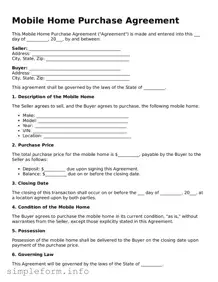 Attorney-Approved Mobile Home Purchase Agreement Document