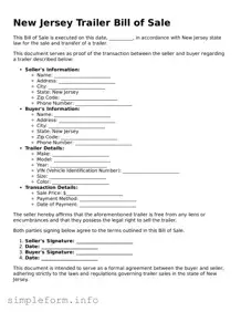 Attorney-Verified  Trailer Bill of Sale Form for New Jersey