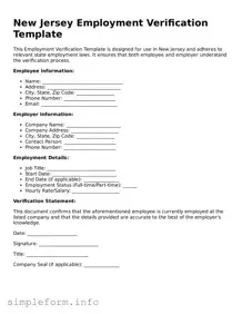 Attorney-Verified  Employment Verification Form for New Jersey