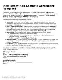Attorney-Verified  Non-compete Agreement Form for New Jersey