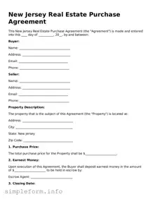 Attorney-Verified  Real Estate Purchase Agreement Form for New Jersey