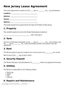Attorney-Verified  Lease Agreement Form for New Jersey