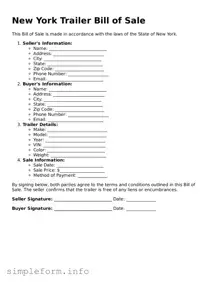 Attorney-Verified  Trailer Bill of Sale Form for New York