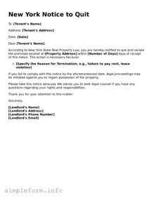 Attorney-Verified  Notice to Quit Form for New York