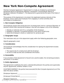 Attorney-Verified  Non-compete Agreement Form for New York