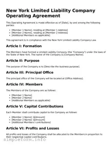 Attorney-Verified  Operating Agreement Form for New York