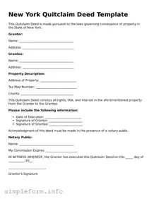 Attorney-Verified  Quitclaim Deed Form for New York