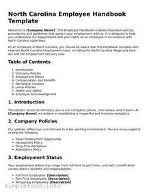 Attorney-Verified  Employee Handbook Form for North Carolina