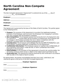 Attorney-Verified  Non-compete Agreement Form for North Carolina