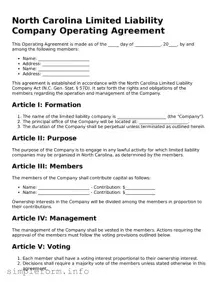 Attorney-Verified  Operating Agreement Form for North Carolina