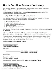 Attorney-Verified  Power of Attorney Form for North Carolina