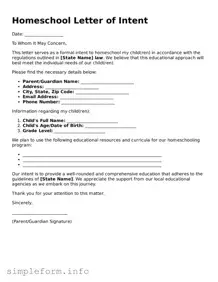Attorney-Approved Homeschool Letter of Intent Document