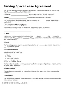 Attorney-Approved Parking Space Lease Agreement Document