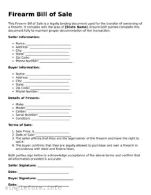 Attorney-Approved Firearm Bill of Sale Document