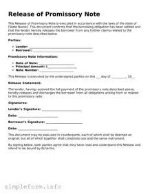 Attorney-Approved Release of Promissory Note Document